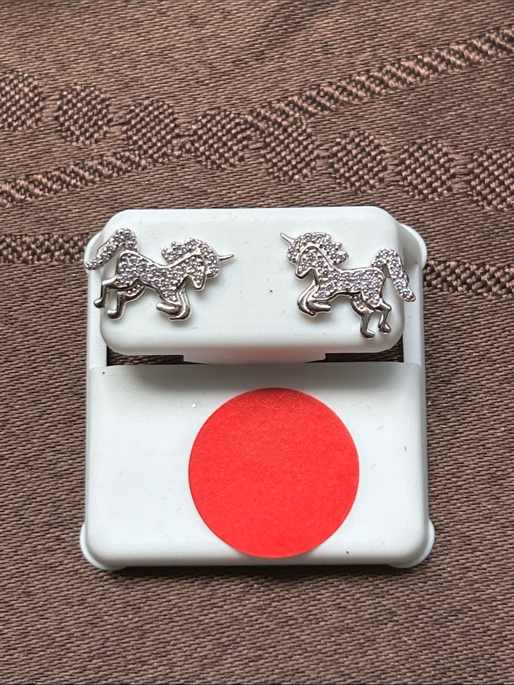 Sterling Silver Unicorn Crystal Stud Earrings for Kids
